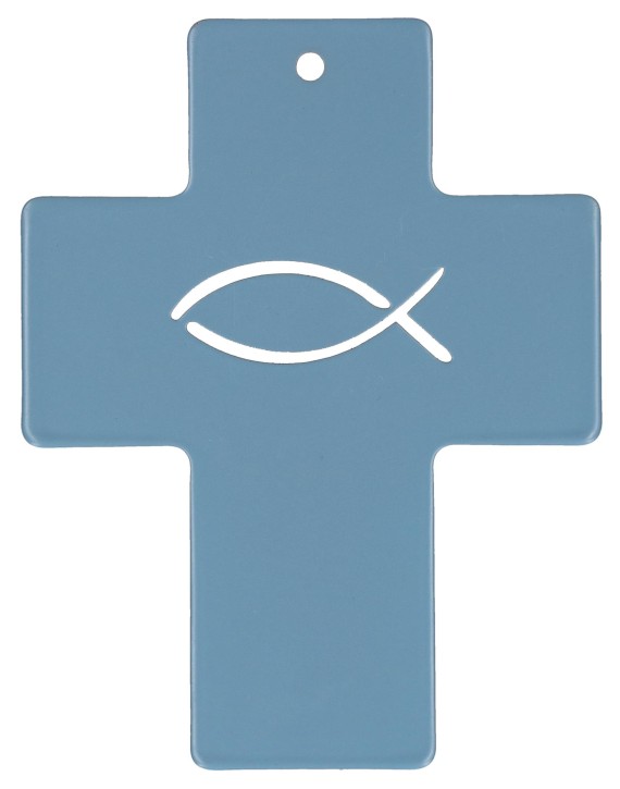 Symbolkreuz Edelstahl blau