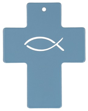 Symbolkreuz Edelstahl blau