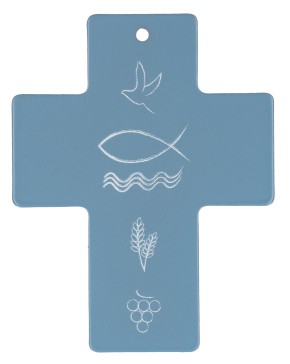 Symbolkreuz Edelstahl blau